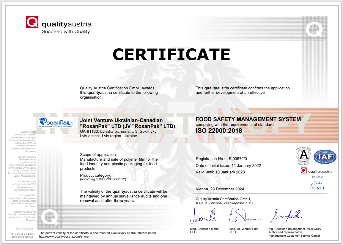 Quality Austria — ISO 22000:2018